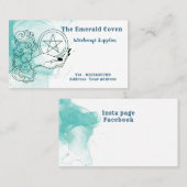 Visitekaartje van groene en goudhekserij (Voorkant / Achterkant)