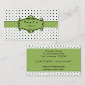 Visitekaartje van groene en zwarte pooldots (Voorkant / Achterkant)