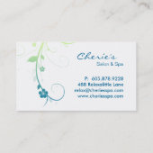 Visitekaartje van groene "Floral Swirls" (Achterkant)