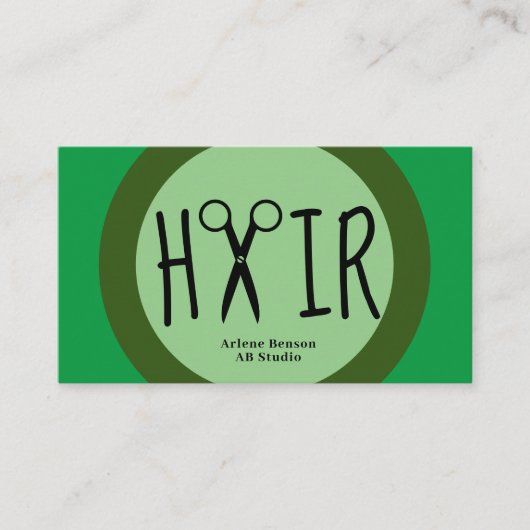 Visitekaartje van groene haarbergen (Voorkant)