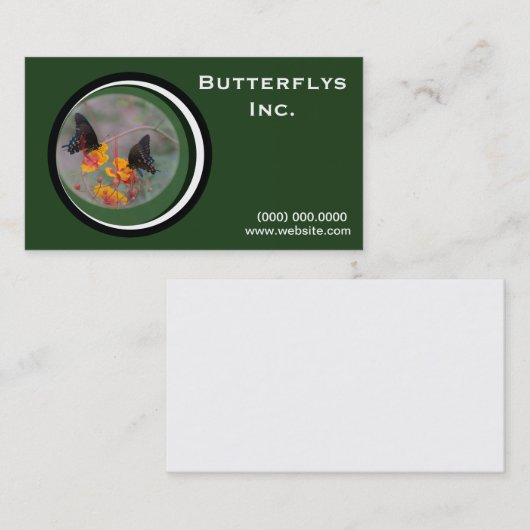 Visitekaartje van groene monoarch Butterfly (Voorkant / Achterkant)