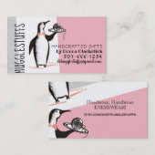 Visitekaartje van haakhaakgaren, voor pinguïn (Voorkant / Achterkant)