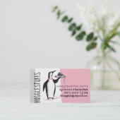 Visitekaartje van haakhaakgaren, voor pinguïn (Staand voorkant)