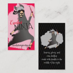 Visitekaartje van hakgarens van lama ninja crochet