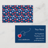 Visitekaartje van harten en bloemen (Voorkant / Achterkant)