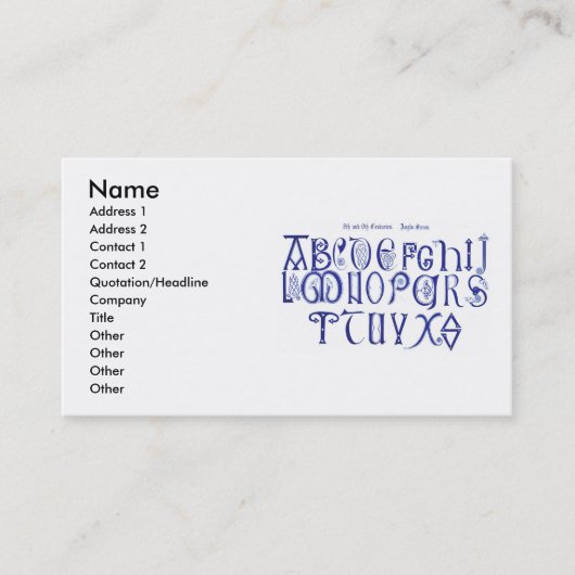 visitekaartje van het Alfabet uit de 9de eeuw (Voorkant)