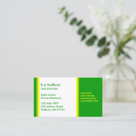 Visitekaartje van het benzinestation (Staand voorkant)