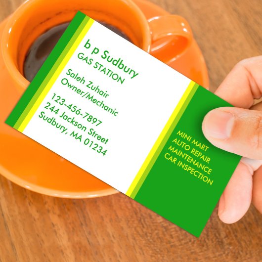 Visitekaartje van het benzinestation