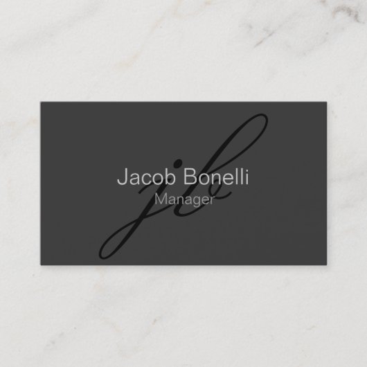 Visitekaartje van het charmante grijze monogram (Voorkant)