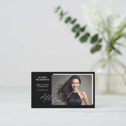 Visitekaartje van het handtekeningmodel | Mini Com (Staand voorkant)