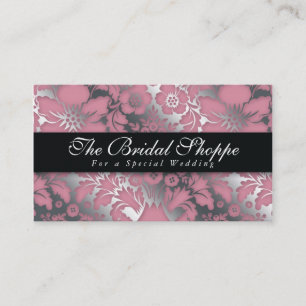 Visitekaartje van het huwelijk Damask Floral Silve
