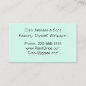 Visitekaartje van het monster Blauwe verf van Turq (Achterkant)