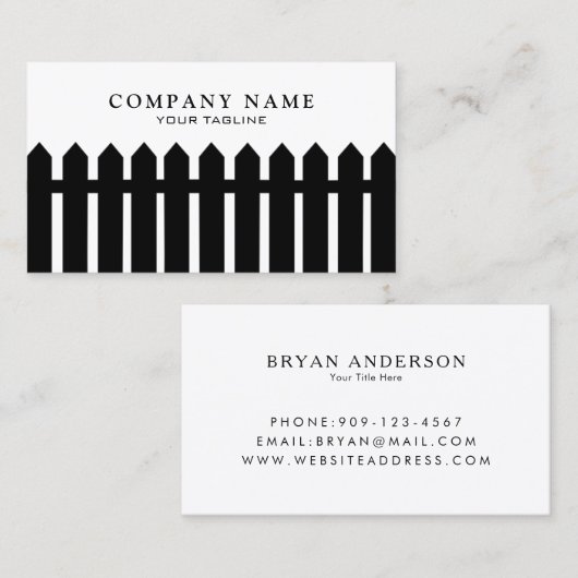 Visitekaartje van het omheiningsbedrijf (Voorkant / Achterkant)