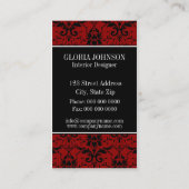 Visitekaartje van het zwart-wit Red Damask (Achterkant)