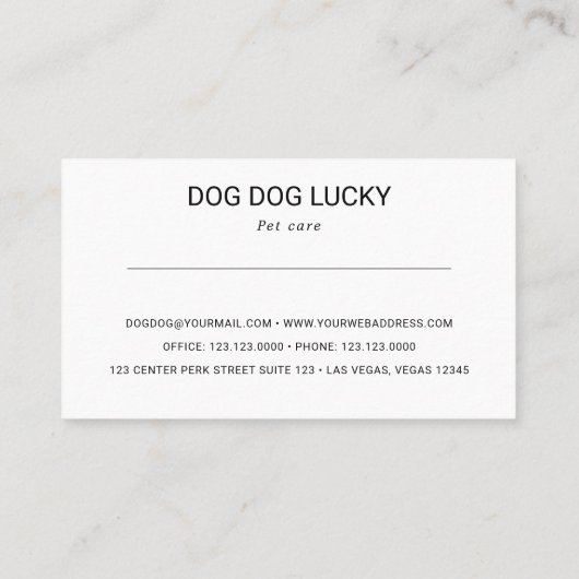 Visitekaartje van hondenbeenderen (Achterkant)