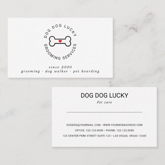 Visitekaartje van hondenbeenderen (Voorkant / Achterkant)