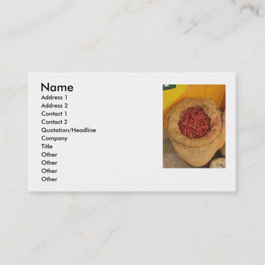 Visitekaartje van hotChilly Peppers (Voorkant)