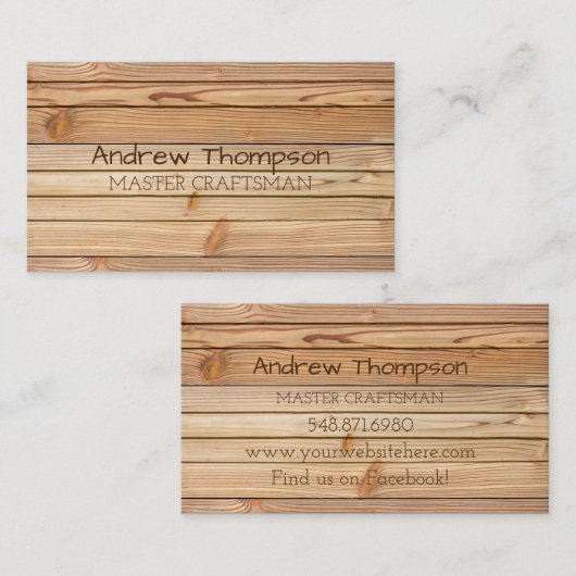 Visitekaartje van hout (Voorkant / Achterkant)
