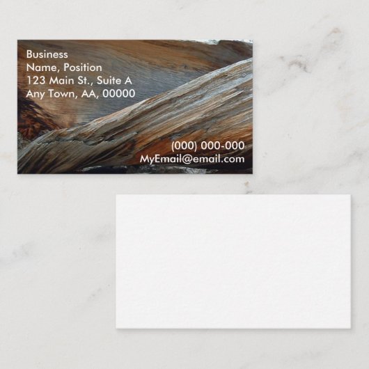 Visitekaartje van hout, weed (Voorkant / Achterkant)