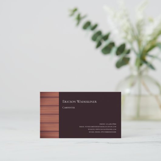Visitekaartje van houtbruin hout (Staand voorkant)
