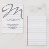 Visitekaartje van ingeblikt verticaal grijs monogr (Voorkant / Achterkant)