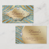 Visitekaartje van juwelen Zebra Sparkle Blauwgroen (Voorkant / Achterkant)