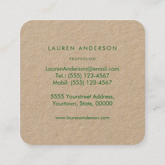 Visitekaartje van kalkoenen (Achterkant)