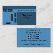 Visitekaartje van kantoor-meubelen, blauw (Voorkant / Achterkant)