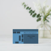 Visitekaartje van kantoor-meubelen, blauw (Staand voorkant)