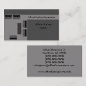 Visitekaartje van kantoor-meubelen, grijs (Voorkant / Achterkant)