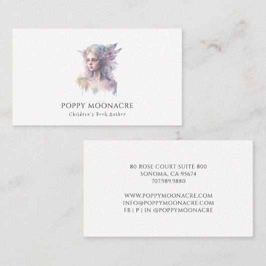 Visitekaartje van kinderboekauteur Fairytale (Voorkant / Achterkant)