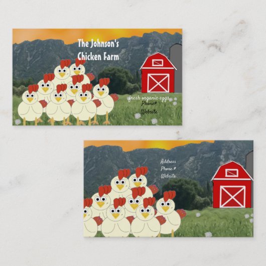 Visitekaartje van kippenboeren (Voorkant / Achterkant)