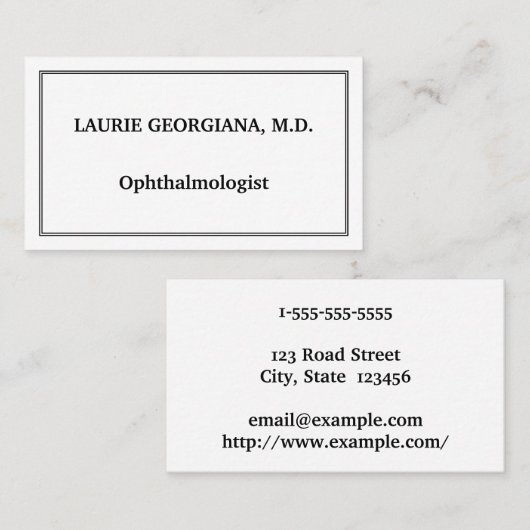 Visitekaartje van klas- en gewoon oftalmoloog (Voorkant / Achterkant)
