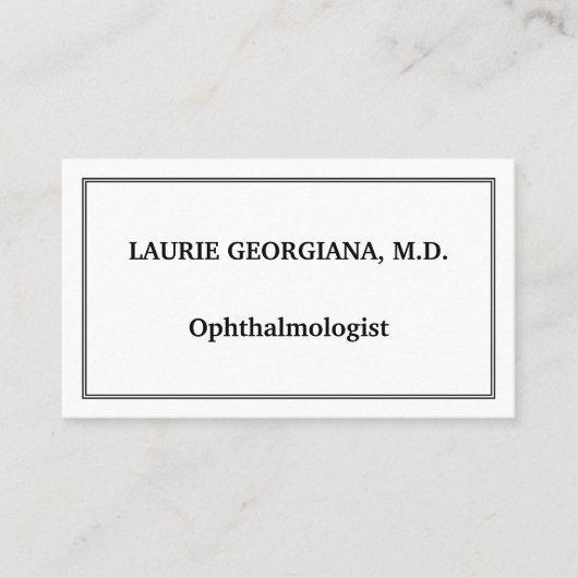Visitekaartje van klas- en gewoon oftalmoloog (Voorkant)