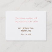 Visitekaartje van koekjes en koekjes (Achterkant)