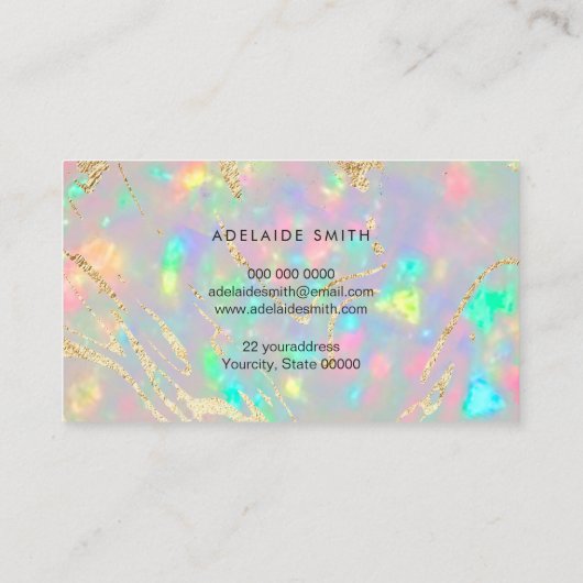 visitekaartje van kristal opal (Achterkant)