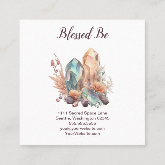 Visitekaartje van kristallen en bloemen (Achterkant)