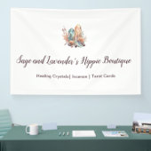 Visitekaartje van kristallen en bloemen spandoek (Beurs)