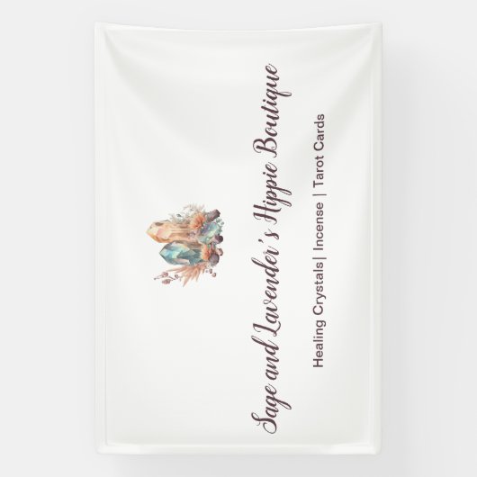 Visitekaartje van kristallen en bloemen spandoek (Verticaal)