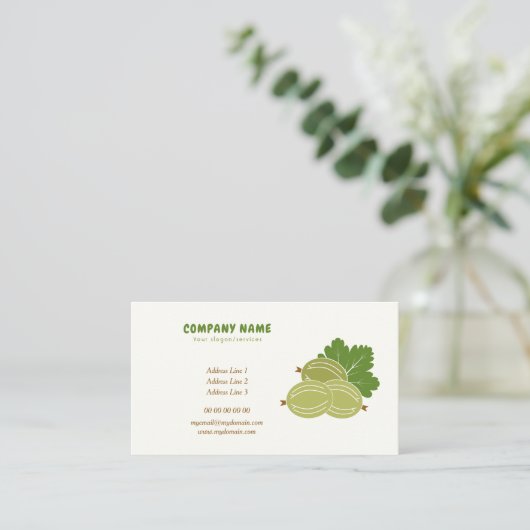 Visitekaartje van kruisbessen (Staand voorkant)