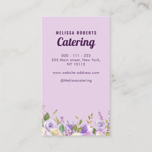 visitekaartje van lavender floral catering (Achterkant)