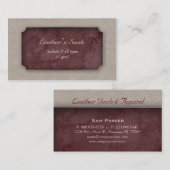 Visitekaartje van leder in Suede Burgundy (Voorkant / Achterkant)