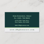 Visitekaartje van leder voor de binnenverzorging o (Achterkant)