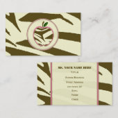 Visitekaartje van leerkrachten - Zebra Print Apple (Voorkant / Achterkant)