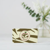 Visitekaartje van leerkrachten - Zebra Print Apple (Staand voorkant)