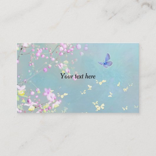 Visitekaartje van lentesbloesems en Butterflies (Achterkant)