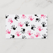 Visitekaartje van leraar Roze en zwarte handafdruk (Achterkant)