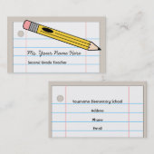 Visitekaartje van leraren - Potlood en papier (Voorkant / Achterkant)