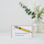 Visitekaartje van leraren - Potlood en papier (Staand voorkant)