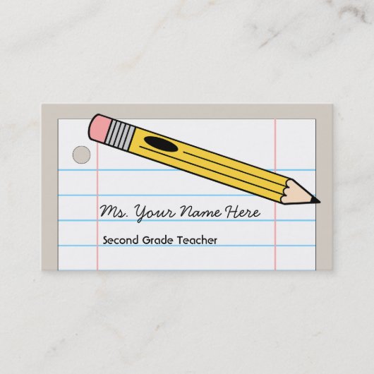Visitekaartje van leraren - Potlood en papier (Voorkant)